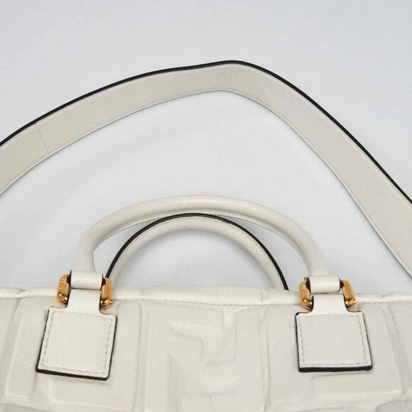 Fendi White Embossed FF Leather Bauletto Piccolo 1974 Bag 8BL141 - Picture 4 of 11